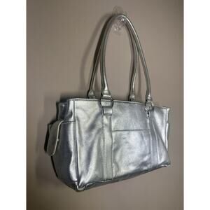 Vintage Great American Leather Works Silver Leather Shoulder Bag Classic Medium